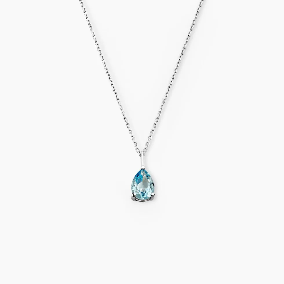 Collier Goutte Or Blanc Topaze