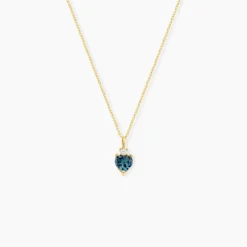 Collier Heart Or Jaune Topaze Oxyde De Zirconium
