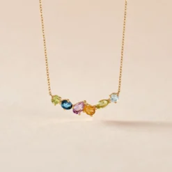 Collier Hortense Or Jaune Topaze Péridot Améthyste