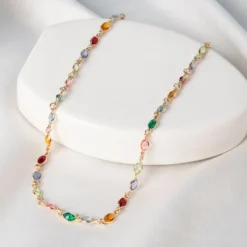 Collier Ilvaae Plaqué Or Jaune Pierre De Synthese