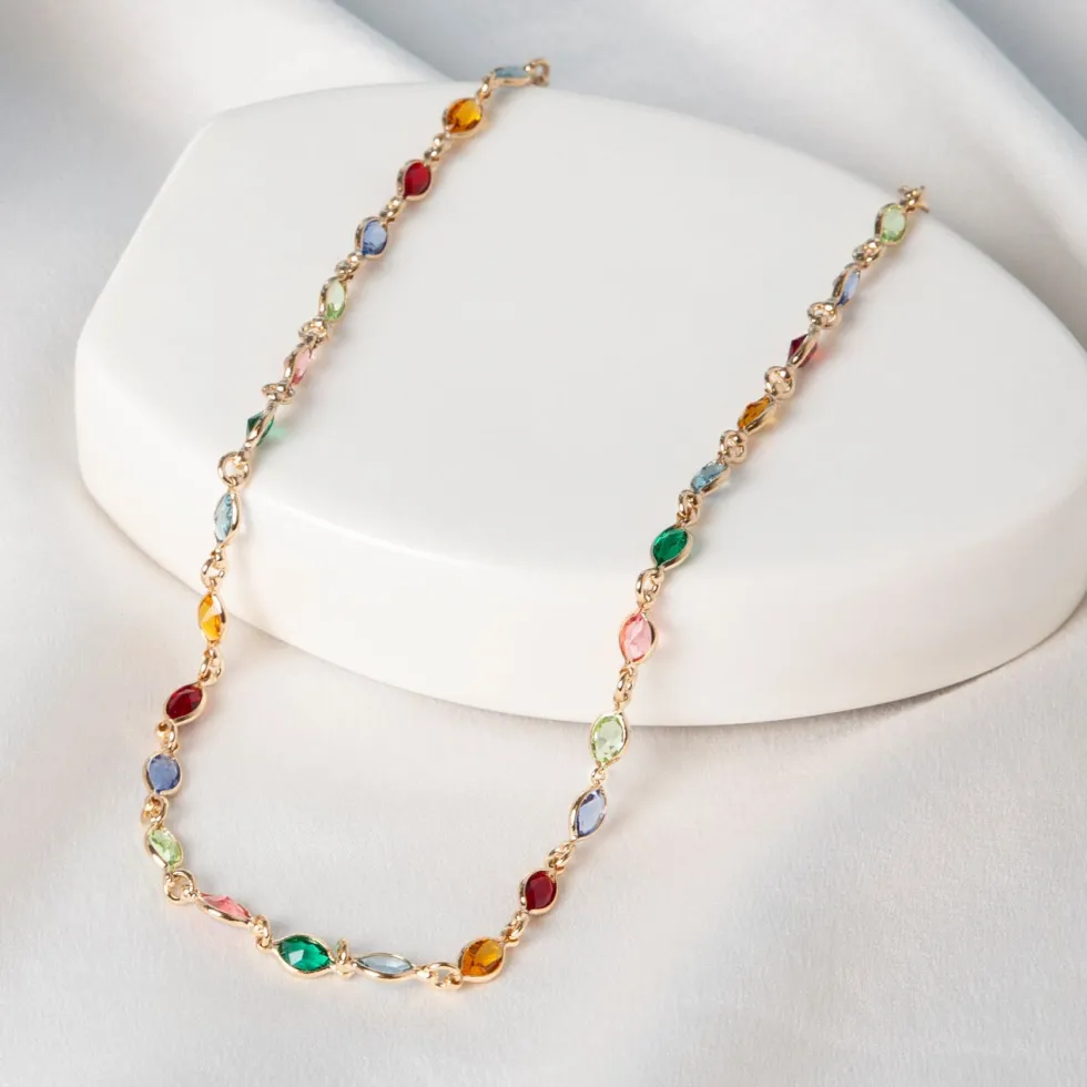 Collier Ilvaae Plaqué Or Jaune Pierre De Synthese