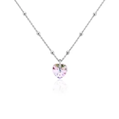 Collier Isin Argent Blanc Pierre De Synthese
