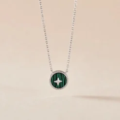 Collier Izarra Argent Blanc Malachite