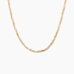 Collier Jasmin Tresse Or Tricolore