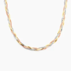 Collier Jasmin Tresse Or Tricolore
