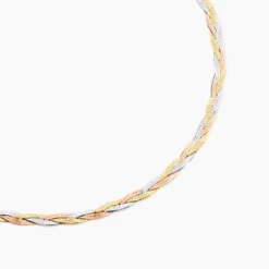 Collier Jasmin Tresse Or Tricolore