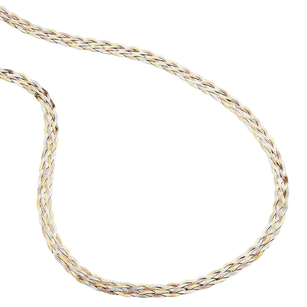 Collier Jasmin Tresse Or Tricolore