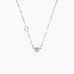 Collier Joia Or Jaune Argent Blanc Oxyde De Zirconium
