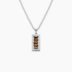 Collier Jourdan Acier Blanc Oeil De Tigre
