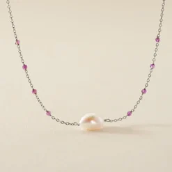 Collier Kerri Argent Blanc Perle De Culture Améthyste
