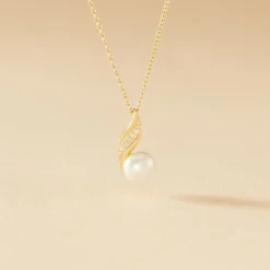 Collier Leta Or Jaune Perle De Culture Et Oxyde De Zirconium