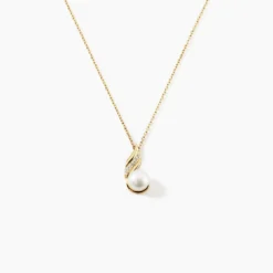 Collier Leta Or Jaune Perle De Culture Et Oxyde De Zirconium