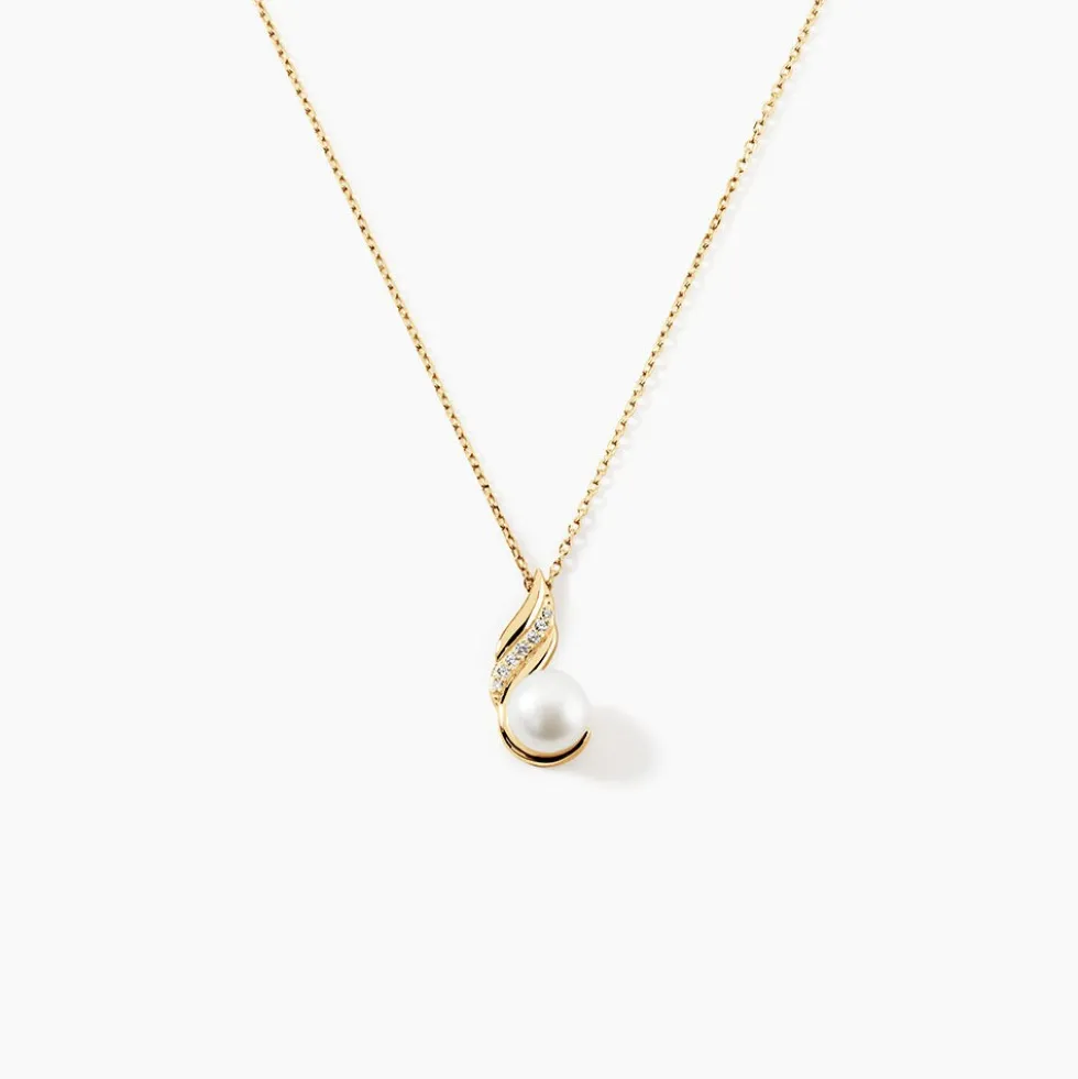 Collier Leta Or Jaune Perle De Culture Et Oxyde De Zirconium