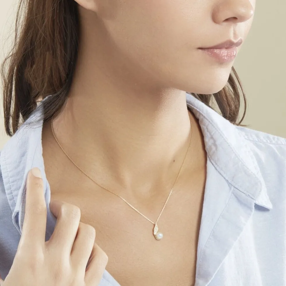 Collier Leta Or Jaune Perle De Culture Et Oxyde De Zirconium
