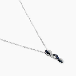 Collier Ligera Or Blanc Saphir Et Diamant