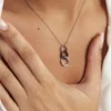Collier Link Argent Blanc Céramique Et Oxyde De Zirconium