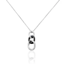 Collier Link Argent Blanc Céramique Et Oxyde De Zirconium
