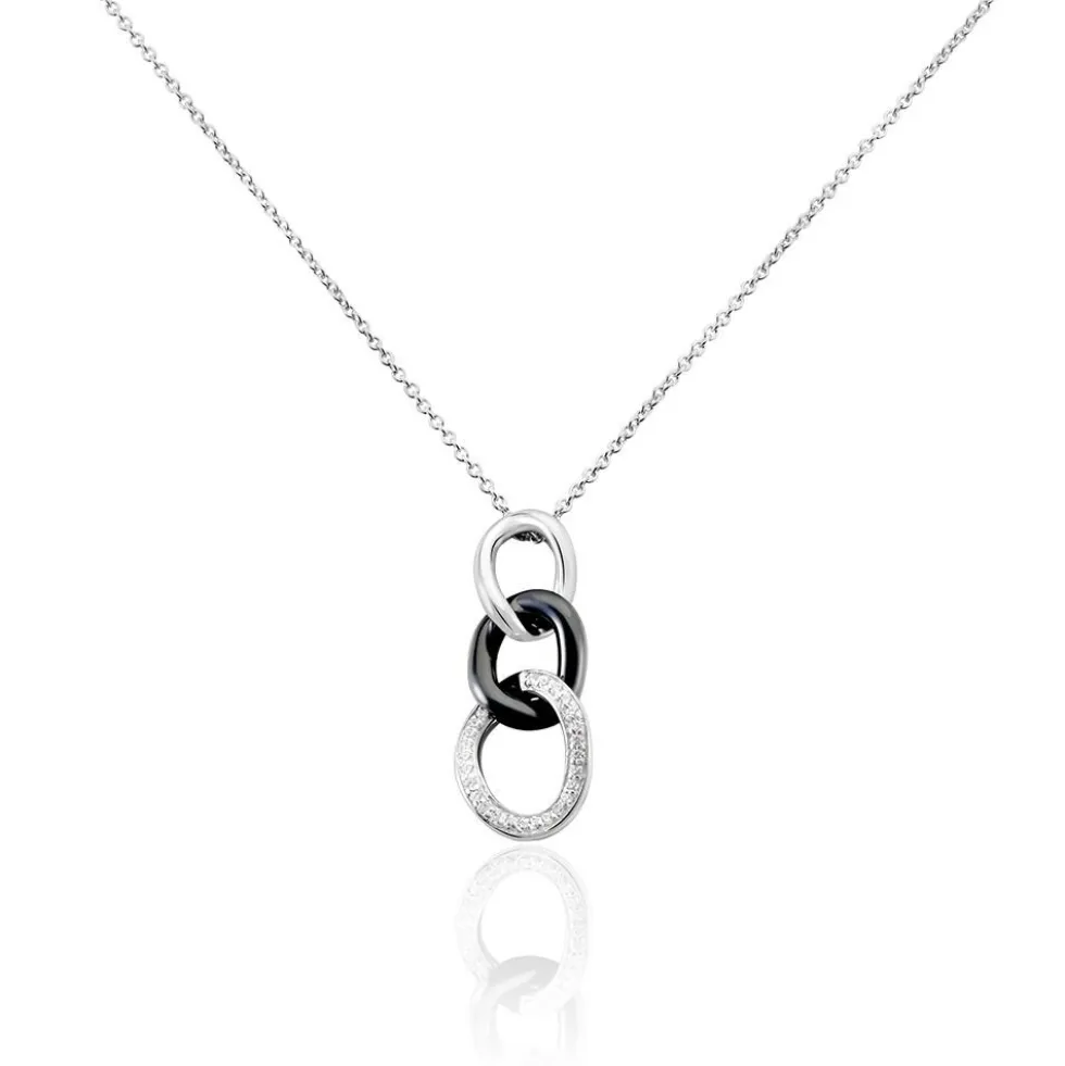 Collier Link Argent Blanc Céramique Et Oxyde De Zirconium