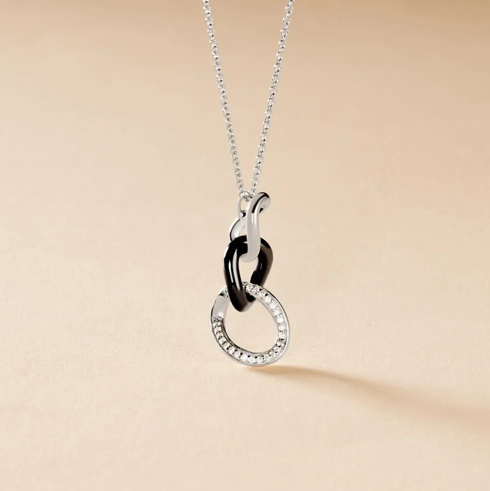 Collier Link Argent Blanc Céramique Et Oxyde De Zirconium