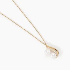 Collier Loeva Or Jaune Perle De Culture Et Oxyde De Zirconium