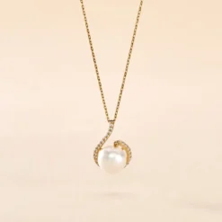 Collier Lucinda Or Jaune Perle De Culture Et Oxyde De Zirconium