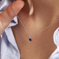 Collier Marie Or Blanc Saphir Diamant