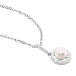 Collier Mathie Argent Blanc Perle De Culture Et Oxyde De Zirconium