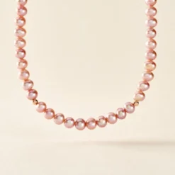 Collier Multicolore Or Jaune Perle De Culture