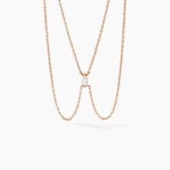 Collier Navette Argent Rose Oxyde De Zirconium