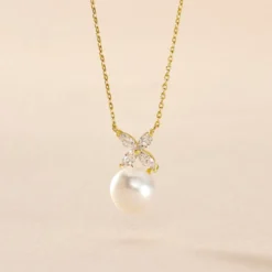 Collier Norah Or Jaune Perle De Culture Et Oxyde De Zirconium