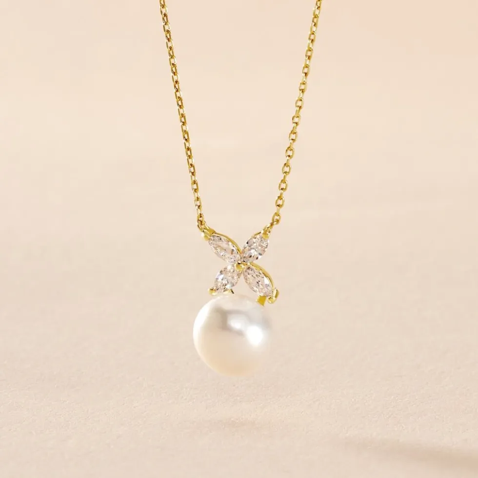 Collier Norah Or Jaune Perle De Culture Et Oxyde De Zirconium