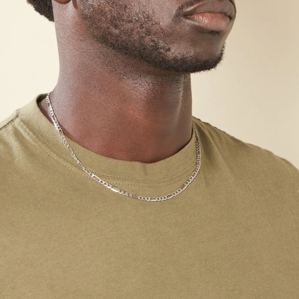 Collier Or Blanc Maille Alternée 1/3