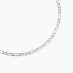 Collier Or Blanc Maille Alternée 1/3