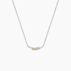 Collier Or Jaune Argent Blanc Oxyde De Zirconium