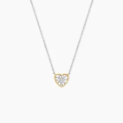 Collier Or Jaune Argent Blanc Oxyde De Zirconium