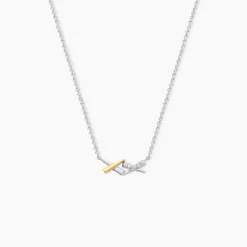 Collier Or Jaune Argent Blanc Oxyde De Zirconium