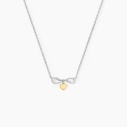 Collier Or Jaune et Argent Blanc Oxyde De Zirconium