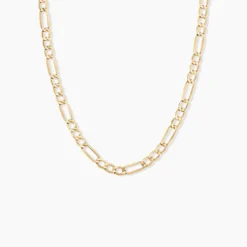 Collier Or Jaune Maille Alternée 1/3