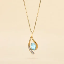 Collier Or Jaune Sagesse Topaze Oxydes De Zirconium