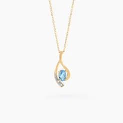 Collier Or Jaune Sagesse Topaze Oxydes De Zirconium