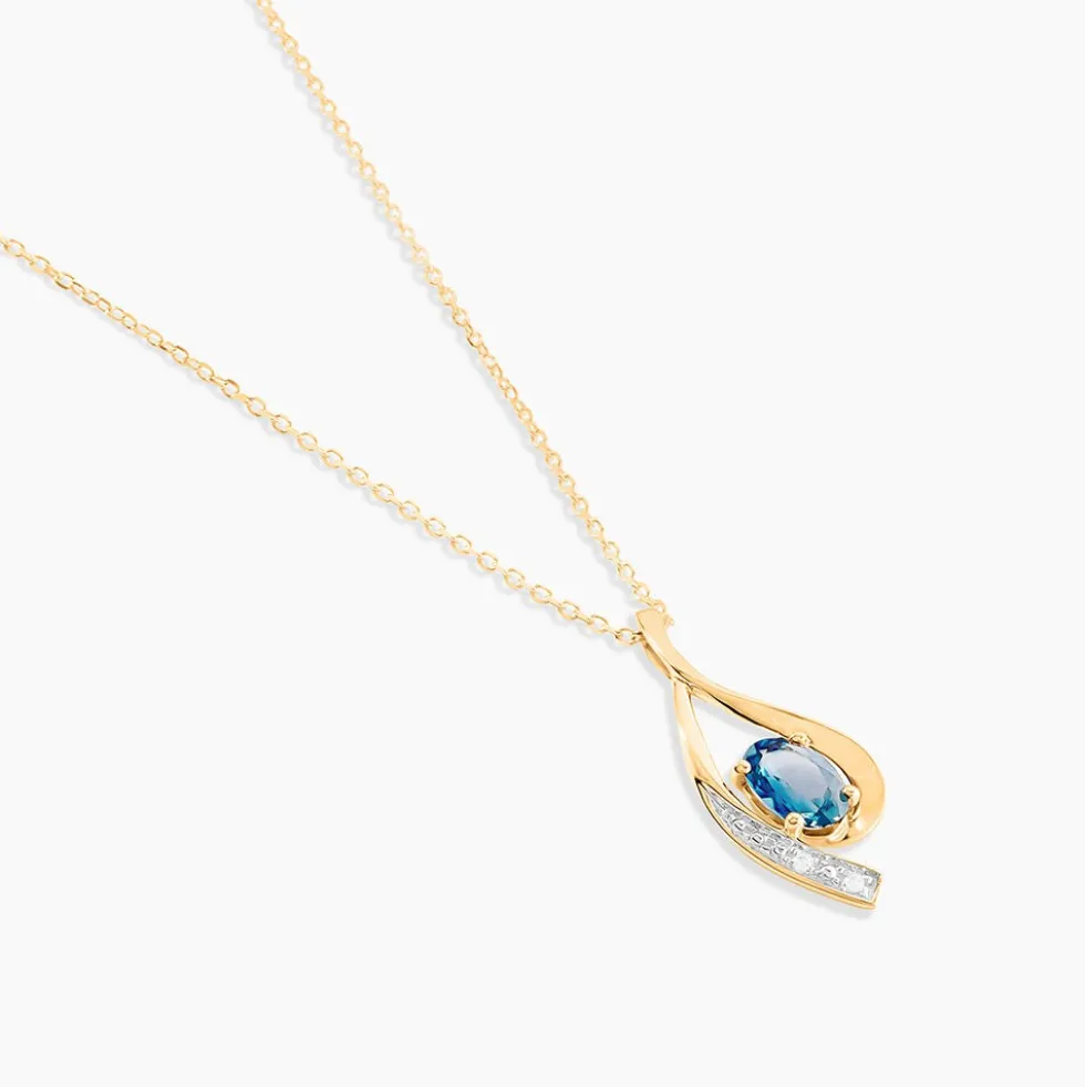 Collier Or Jaune Sagesse Topaze Oxydes De Zirconium