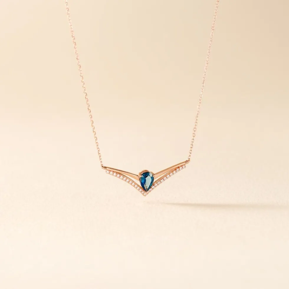 Collier Or Rose Gaelle Topaze Oxydes De Zirconium