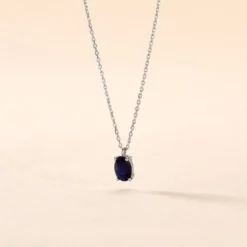 Collier Ovale Or Blanc Saphir