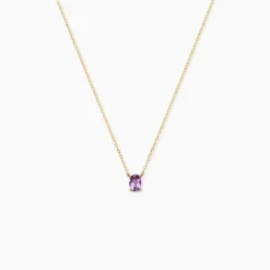 Collier Ovale Or Jaune Améthyste