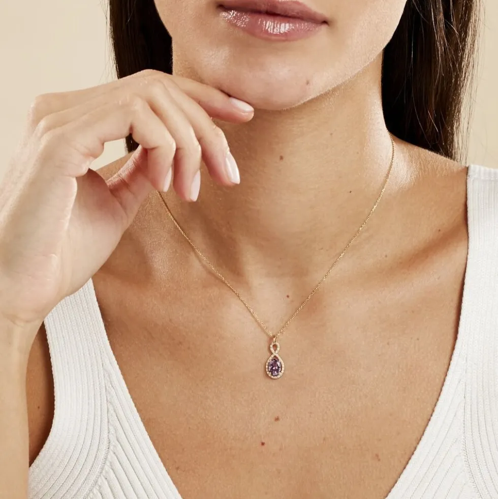Collier Passion Or Jaune Amethyste Et Oxyde De Zirconium