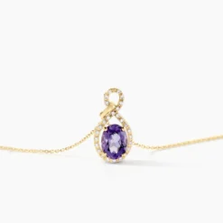 Collier Passion Or Jaune Amethyste Et Oxyde De Zirconium