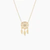 Collier Plaqué Or Jaune Attrape Rêves Turquoise