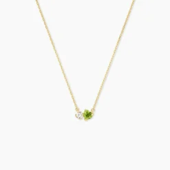 Collier Poem Argent Jaune Péridot Oxyde De Zirconium