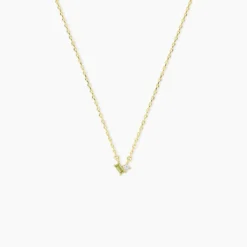 Collier Poem Argent Jaune Péridot Oxyde De Zirconium