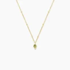 Collier Poem Argent Jaune Péridot Oxyde De Zirconium